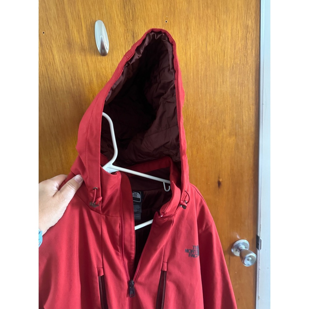 The North Face Mens Red Hooded Softshell Insulated Jacket Size Medium M - Picture 2 of 10